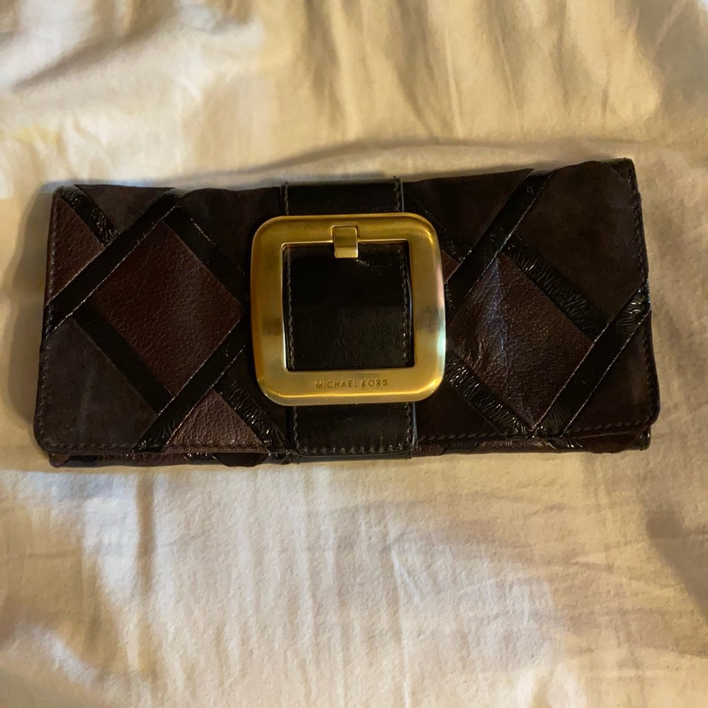 Michael Kors brown leather clutch